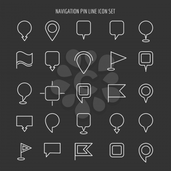 Map and navigation pin line icons. GPS and location signs. Vector illustration