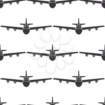 Flat airplane in fly seamless pattern design. Vector illustration
