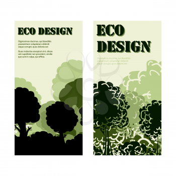 Eco design banners labels collection with forest vector illustration