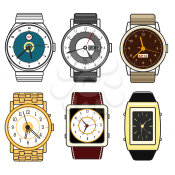 Color watches vector set isolated on white background