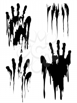 Black handprint vector set isolated on white background