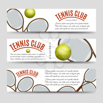 Sport banners template set. Tennis club banner collection vector illustration