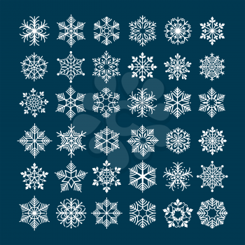 Snowflake vector set. Snowflakes silhouette clipart for winter holiday frosted and frozen decoration