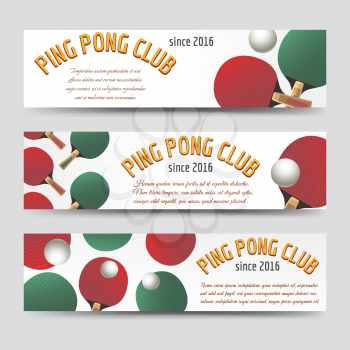 Sport banners set vector illustration. Horizontal ping pong banners