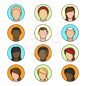 Flat female and male chat icons set vector isolated on white