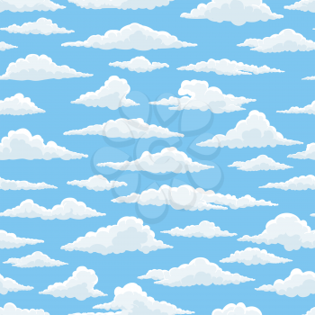 White clouds blue sky seamless pattern vector illustration