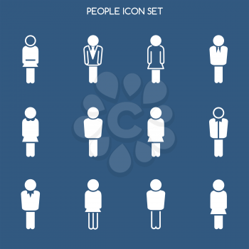 Business people icons set isolated on blue backdrop. Vector illustration