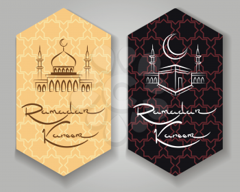 Ramadhan kareem or generous ramdane vector labels. Ramdan occasion cards vector illustration