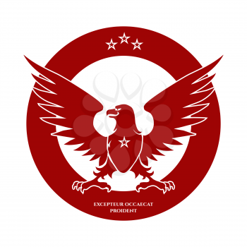 Heraldic red eagle and stars logo design, vector illustration