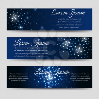 Abstract horizntal banners design with light effects, vector illustration