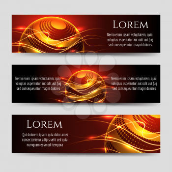 Abstract horizontal banners template with light sphere, vector illustration