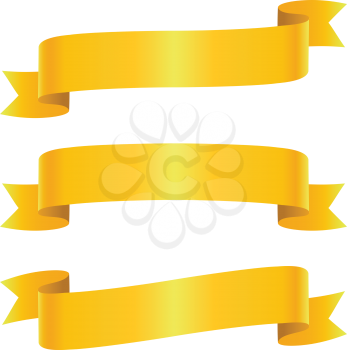 Set of golden ribbon bannes on white background, vector illustration