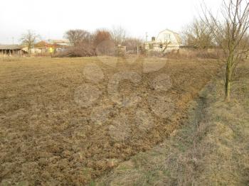 Disc harrow plow the garden. Private infield. Caring for the soil. Preparation for sowing.