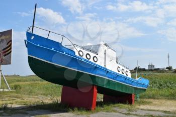 Warship on the restriction in the open-air museum