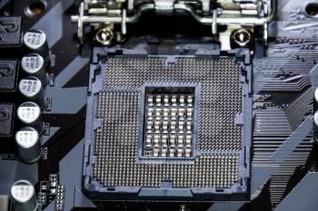 Krasnodar, Russia - September 7, 2018: A nest for the Intel processor in the motherboard.