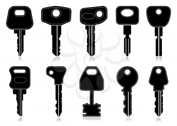 Keys silhouette isolated on white backgound