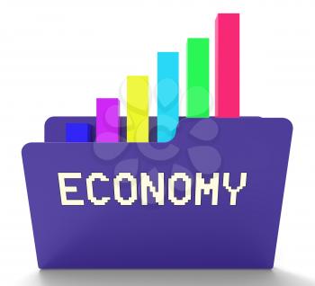 Economy File Showing Macro Economics 3d Rendering
