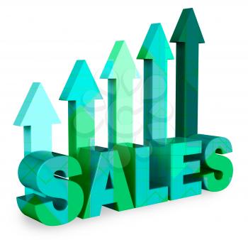 Sales Arrows Indicating Market Commerce 3d Rendering