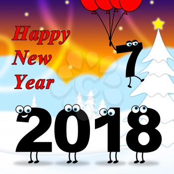 Twenty Eighteen Indicating 2018 New Year 3d Illustration