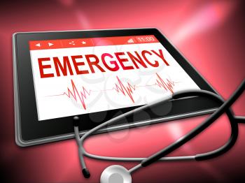 Emergency Tablet Indicating First Aid 3d Illustration