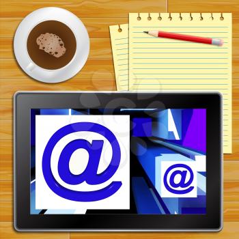 At Symbol Tablet Showing Email Messages 3d Illustration