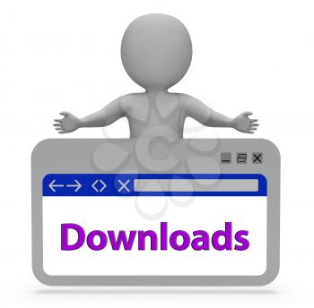 Downloads Webpage Representing Downloading Files 3d Rendering