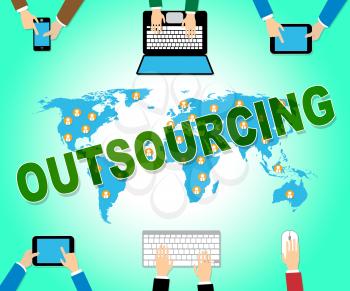 Outsourcing Online Showing Outsourced Website And Network