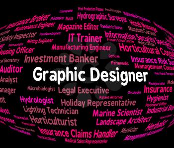 Graphic Designer Indicating Work Text And Visual