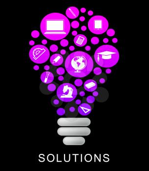 Solutions Lightbulb Showing Resolve Solve And Glow