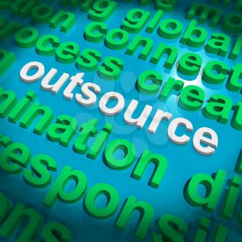 Outsource Word Cloud Showing Subcontract And Freelance