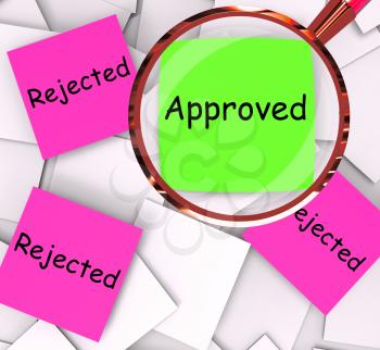 Approved Rejected Post-It Papers Meaning Approval Or Rejection