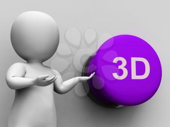3d Button Meaning Three Dimensional Object Or Image