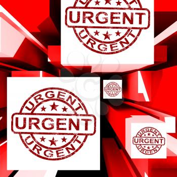 Urgent On Cubes Shows Urgent Priority Or Speed Delivery