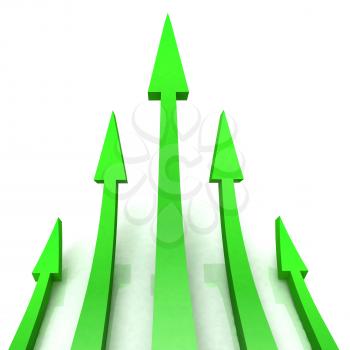 5 Green Arrows Showing Progress Aim Target