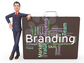 Branding Words Showing Company Identity And Products 