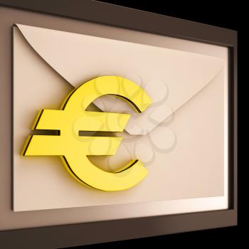 Euro On Envelope Showing Money Exchange Or European Post