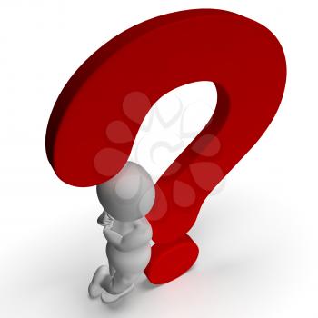 Question Marks And Man Showing Uncertain Or Unsure