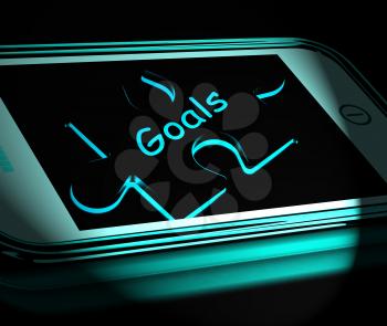 Goals Smartphone Displaying Aims Objectives And Targets