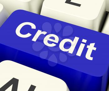 Credit Key Represents Finance Or Loan For Purchases