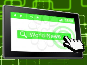 World News Indicating Headlines Searching And Website