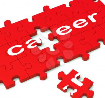 Career Puzzle Showing Working Plans And Employment Pathway