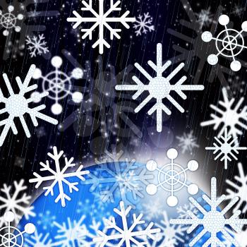 Snowflakes Background Showing Snowing From Sky And Cold
