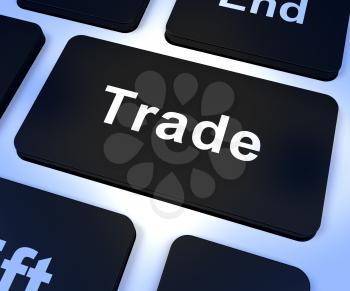 Trade Computer Key Representing Commerce Online