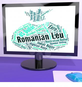 Romanian Leu Representing Exchange Rate And Word