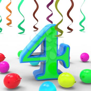 Number Four Party Meaning Colourful Birthday Party Or Celebration