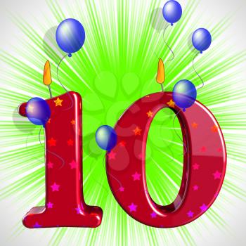 Number Ten Party Meaning Numeral Candles Or Celebration Candles