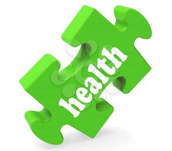 Health Puzzle Showing Healthy Medical And Wellbeing