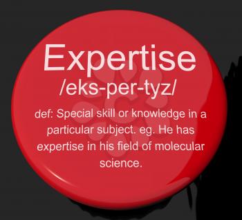 Expertise Definition Button Shows Skills Proficiency And Capabilities
