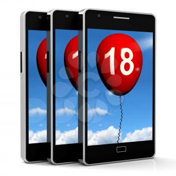 Balloon Phone Representing Eighteenth Happy Birthday Celebration