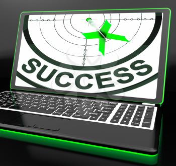 Success On Laptop Showing Successful Progress And Accomplishment